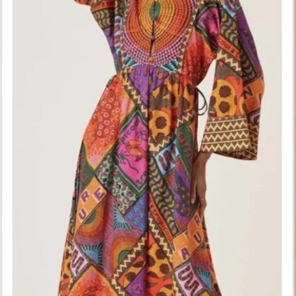 FARM Rio Multicolor Patchwork Long Sleeve Dress - Picture 2 of 2
